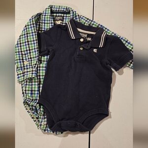 Boys Oshkosh collared onesies 18m